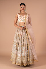 Aqua Blue And Coral Lehenga