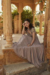 Grey Sweet Heart Neck Gown