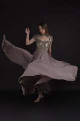 Grey Sweet Heart Neck Gown_DTR9238