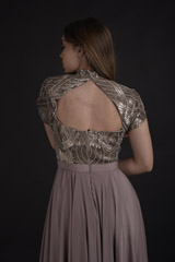 Grey Sweet Heart Neck Gown_DTR9244