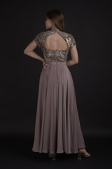 Grey Sweet Heart Neck Gown_DTR9245