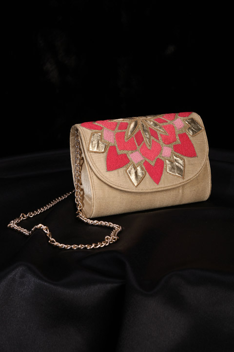 Nakshatra Beige Clutch