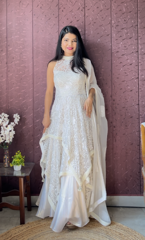 White Layered Kurti Set1