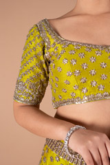 Green Raw Silk Zardozi LehengaDSC00278