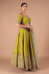 Green Raw Silk Zardozi LehengaDSC00280