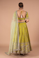 Green Raw Silk Zardozi LehengaDSC00287