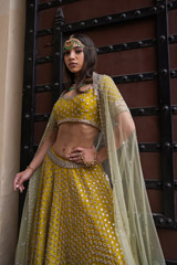 Green Raw Silk Zardozi LehengaDSC06017