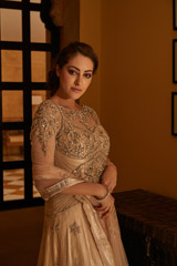 Beige Embellished Gown