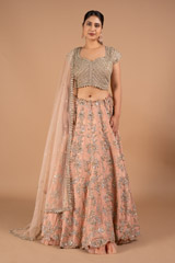 Peach hued Cutwork LehengaDSC02255