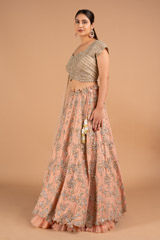 Peach hued Cutwork LehengaDSC02262
