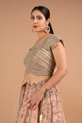 Peach hued Cutwork LehengaDSC02263