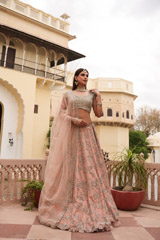 Peach hued Cutwork LehengaDSC05108