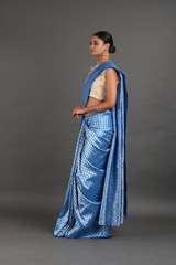 Blue Saree With Silver ChecksIMG_5020