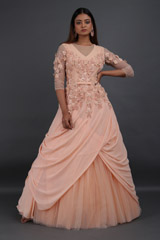 Small Flower Motifs Peach Ball GownIMG_5989