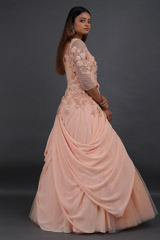 Small Flower Motifs Peach Ball GownIMG_5994