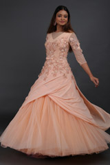 Small Flower Motifs Peach Ball GownIMG_6004