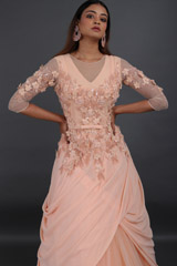 Small Flower Motifs Peach Ball GownIMG_6007