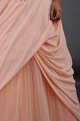 Small Flower Motifs Peach Ball GownIMG_6018