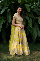 Yellow Raw Silk Scalloped LehengaIMG_1520