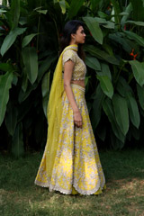 Yellow Raw Silk Scalloped LehengaIMG_1545