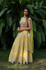Yellow Raw Silk Scalloped LehengaIMG_1551