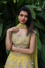 Yellow Raw Silk Scalloped LehengaIMG_1560