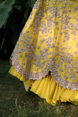Yellow Raw Silk Scalloped LehengaIMG_1583