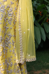 Yellow Raw Silk Scalloped LehengaIMG_1586