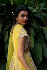 Yellow Raw Silk Scalloped LehengaIMG_1606