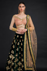 Dark Green Velvet Lehenga_DSC4701-Edit
