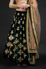 Dark Green Velvet Lehenga_DSC4703