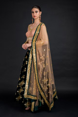 Dark Green Velvet Lehenga_DSC4704-Edit