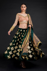 Dark Green Velvet Lehenga_DSC4708-Edit