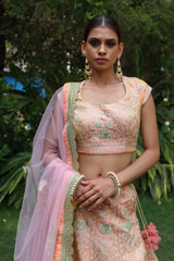 Peach Zari and Dori LehengaIMG_1183