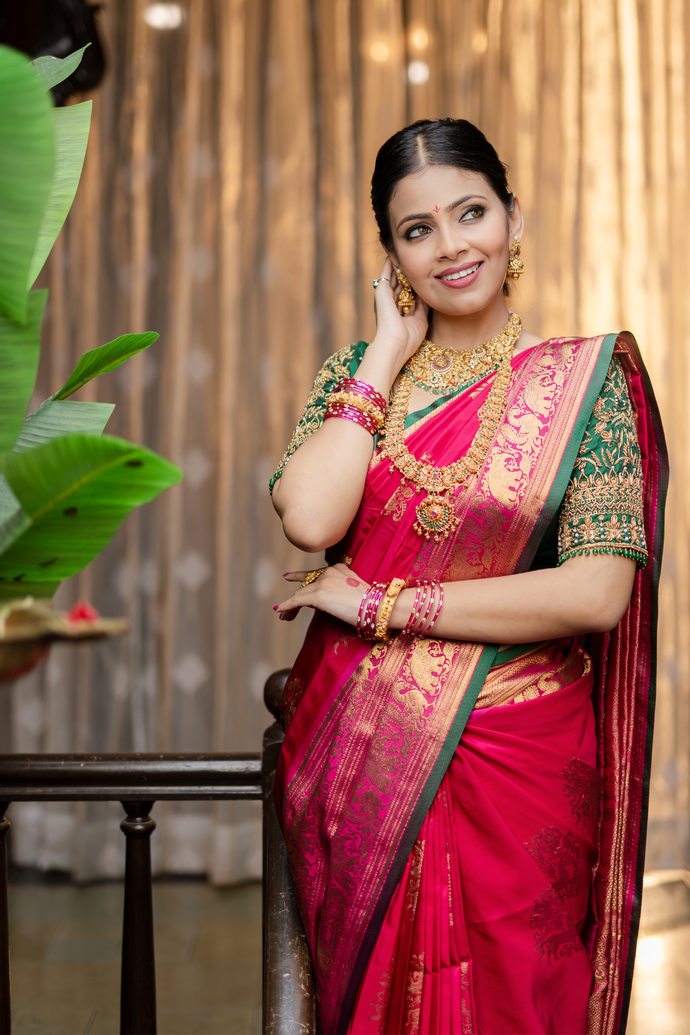 Pink Kanjeevaram Silk Saree With Green Border4