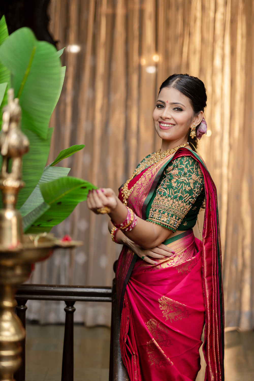 Pink Kanjeevaram Silk Saree With Green Border5