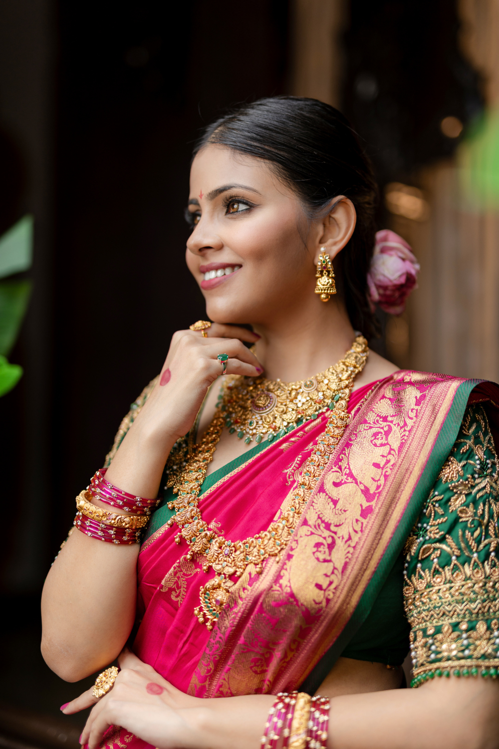 Pink Kanjeevaram Silk Saree With Green Border6