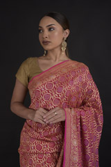 Pink Bandhini Saree_DTR0196