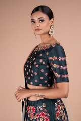 Bottle Green Floral Zardosi LehengaDSC05317