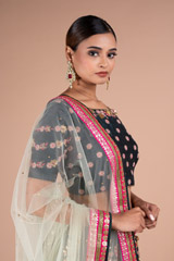 Bottle Green Floral Zardosi LehengaDSC05320