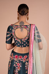 Bottle Green Floral Zardosi LehengaDSC05323