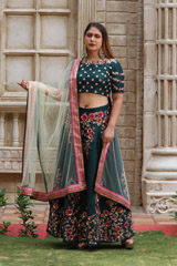 Bottle Green Floral Zardosi LehengaIMG_2856