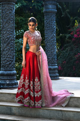 Red Raw silk Zardosi Lehenga_DSC6881