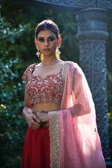 Red Raw silk Zardosi Lehenga_DSC6897