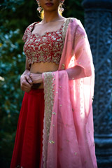 Red Raw silk Zardosi Lehenga_DSC6898