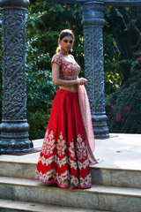 Red Raw silk Zardosi Lehenga_DSC6902