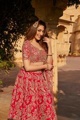 Cherry Pink Raw Silk Zardosi lehenga2