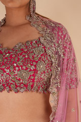 Cherry Pink Raw Silk Zardosi lehengaDSC07874