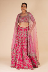 Cherry Pink Raw Silk Zardosi lehengaDSC07876