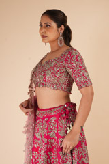 Cherry Pink Raw Silk Zardosi lehengaDSC07878